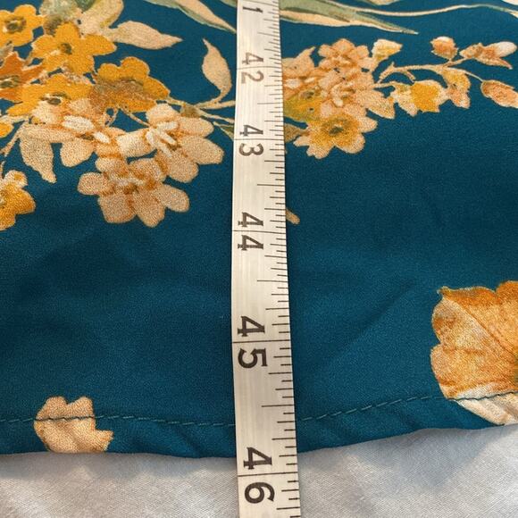 June & Hudson Teal Floral Button Front Midi Dress Size Medium - Picture 8 of 9